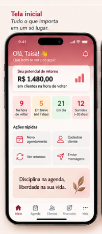 Tela inicial real da ReMarca com agenda e radar de retornos